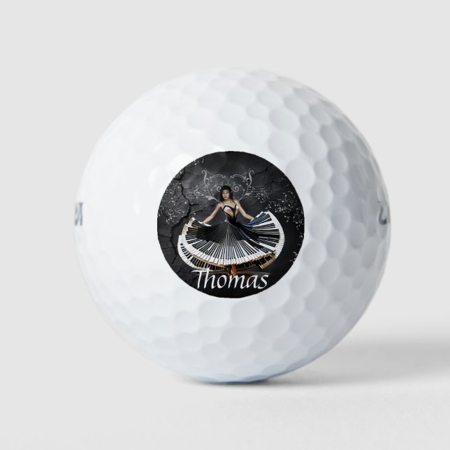 Elegantly dancing woman  golf balls (Front)