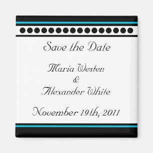 Elegantly Dotted Teal Accent Save the Date Magnet