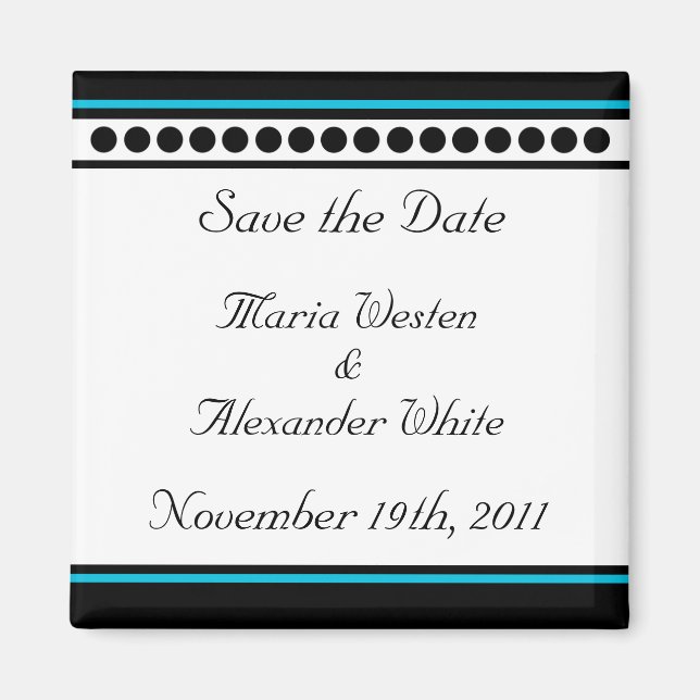 Elegantly Dotted Teal Accent Save the Date Magnet (Front)