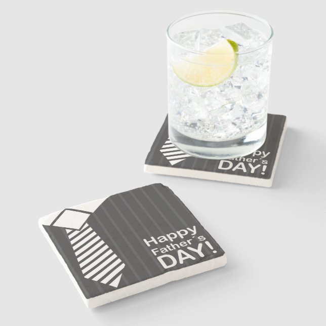 Elegantly Dressed Bringing Happy Fathers Day Wish  Stone Coaster (Side)