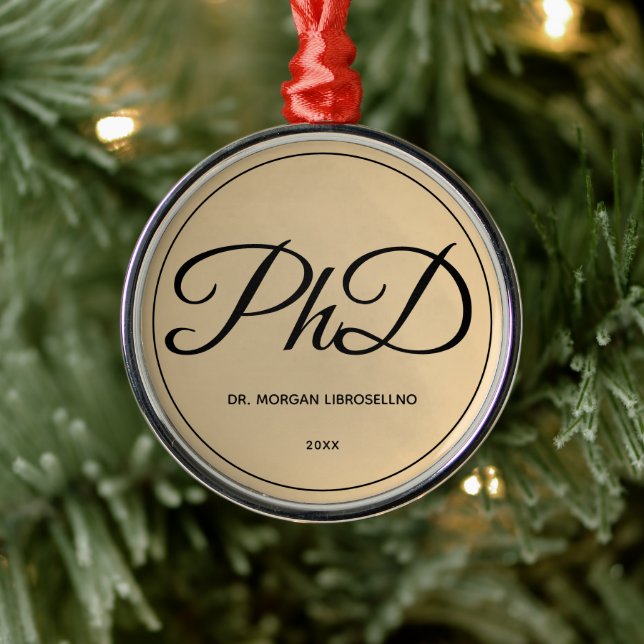 Elegantly Gold Name PhD Graduation Metal Tree Decoration (Tree)