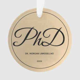 Elegantly Gold PhD Graduation Name Year Ornament
