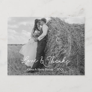 Elegantly Lovely Wedding Thank You Postcard