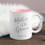 Elegantly Penned | Mother of the Groom Two-Tone Coffee Mug<br><div class="desc">A sweet and elegant gift for the mother of the groom,  mug features "mother of the groom" in hand lettered script typography. Personalize with your wedding date beneath.</div>