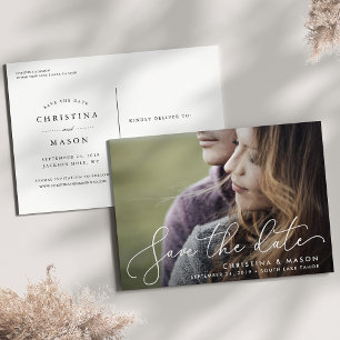 Elegantly Penned   Photo Save the Date Announcement Postcard