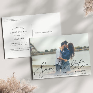 Elegantly Penned   Photo Save the Date Announcement Postcard