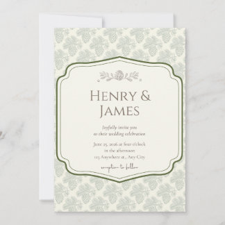 Elegantly Rustic Pinecone Wedding Invitation