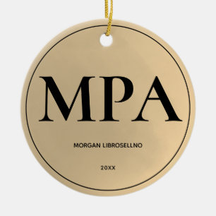 Elegantly Simple Gold MPA Graduation Ceramic Tree Decoration