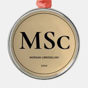 Elegantly Simple Gold MSc Graduation Metal Tree Decoration