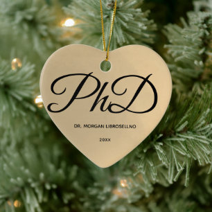 Elegantly Simple Gold PhD Name Graduation Ceramic Tree Decoration