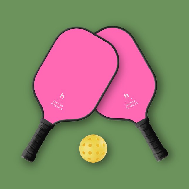Elegantly Simple Monogram Hot Pink Personal Pickleball Paddle (Creator Uploaded)