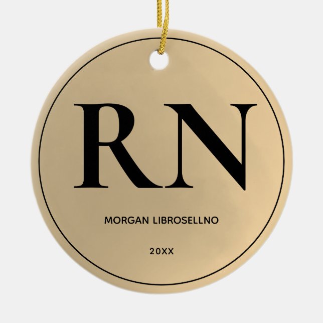 Elegantly Simple RN Nurse Ceramic Tree Decoration (Front)