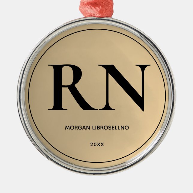 Elegantly Simple RN Nurse Metal Tree Decoration (Front)