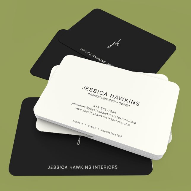 Elegantly Simple Script Monogram Black Noir Business Card (Creator Uploaded)