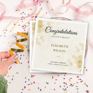 ElegantScript Retirement Party Gold Confetti Guest Napkin