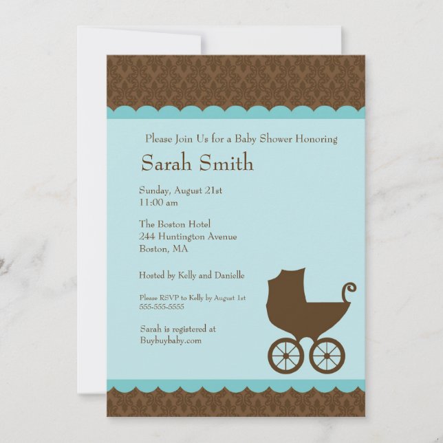Elegent Carriage Baby Shower Invitation (Front)