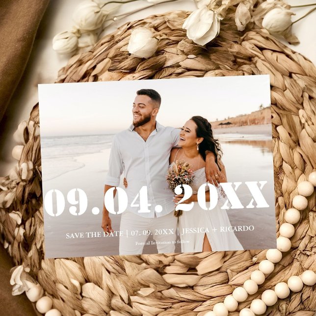 Elegent & Chic Bold Letter Wedding save the date Holiday Card (Creator Uploaded)