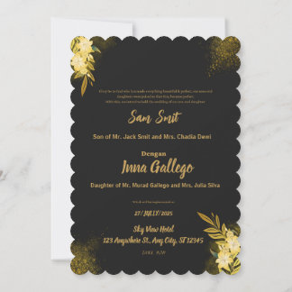 Elegent dual-faced and luxury wedding card