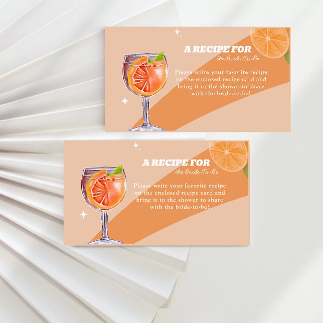 Elegent first spritz Recipe For The Bride To Be Enclosure Card (Recipe for bride to be)