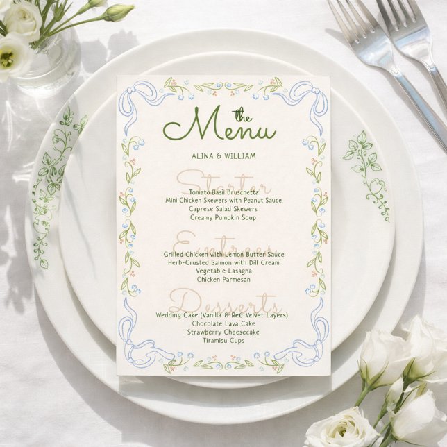 Elegent Floral Bow Border Minimal  Menu (Creator Uploaded)