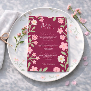 Elegent Floral Pink Border Minimal Menu