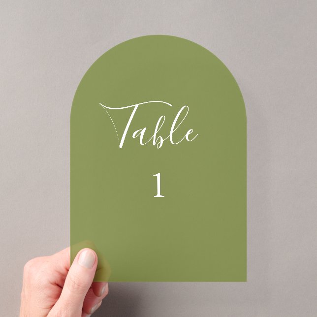 Elegent Green Arch Acrylic Wedding Table Number (Insitu (Handheld))