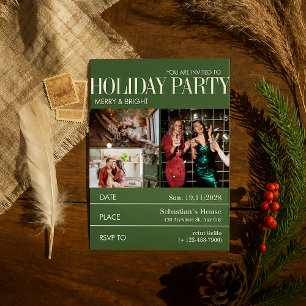 Elegent  Green Magazine Cover Christmas Party Holiday Card