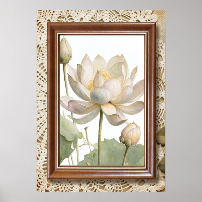 "Elegent Lotus Flower Wall Art Print" (Front)
