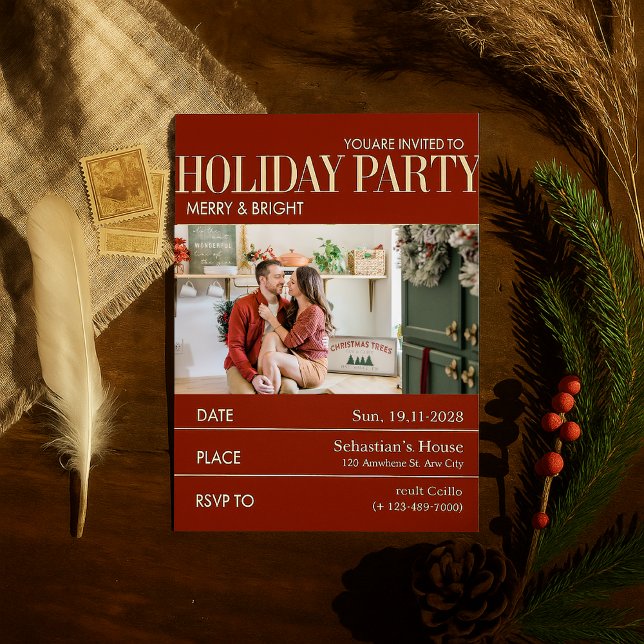 Elegent Red Magazine Cover Christmas Party Holiday Card (Creator Uploaded)