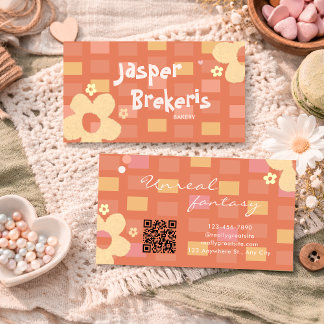 Elegent Retro Chic Orange Daisy Cute  Business Card