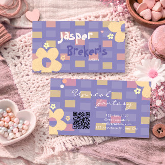 Elegent Retro Chic Purple Daisy Cute  Business Card