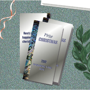 Elegent Silver Sheen, Shell Border, Christmas Card
