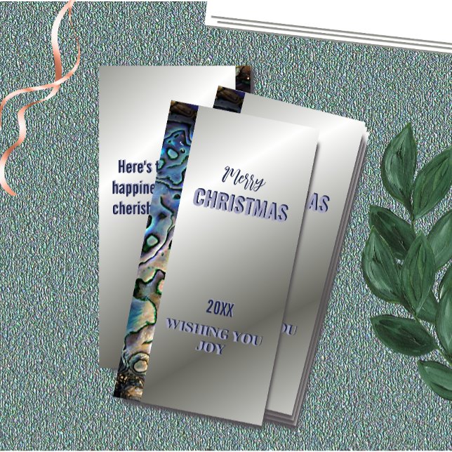 Elegent Silver Sheen, Shell Border, Christmas Card (unique and non traditional cards ,but very Kiwi!)