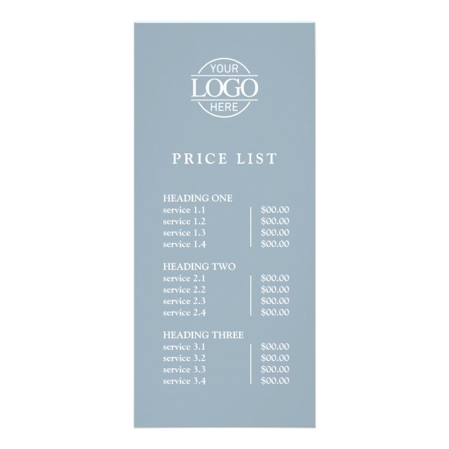 Elegent Simple Professional Logo Menu Price List (Front)