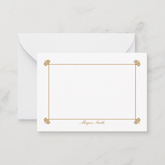 Elegnt Decorative Personalised Flat Note Cards (Front)