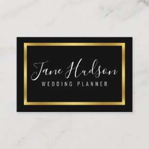 Elelgant Gold and Black Simple Minimalist Editable Business Card
