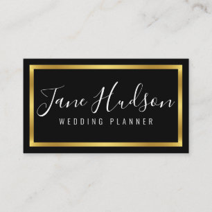 Elelgant Gold and Black Simple Minimalist Editable Business Card