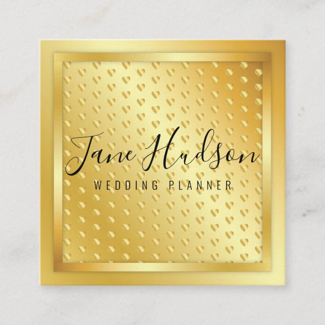Elelgant Gold on Gold Speckles Minimalist Editable Square Business Card (Front)