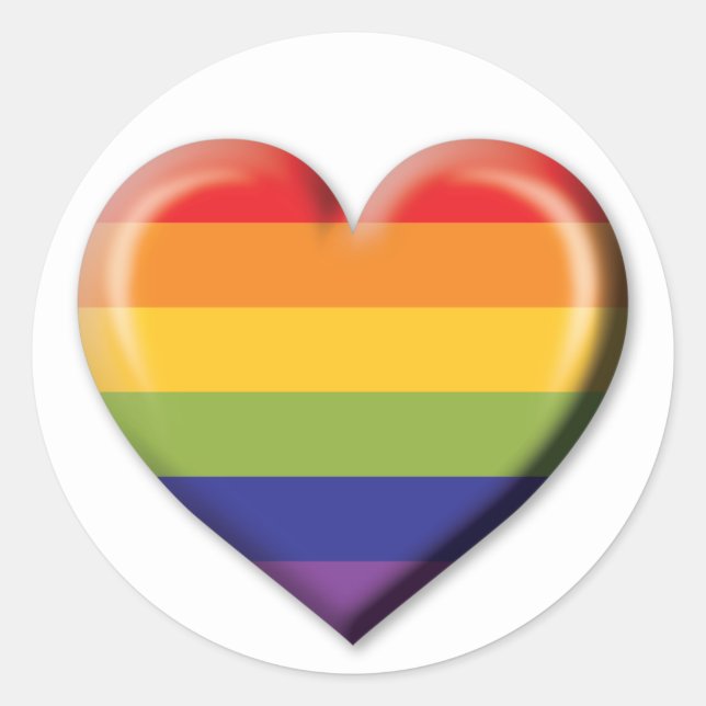 Elelgant Minimalist Rainbow Heart Design Classic Round Sticker (Front)