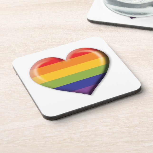 Elelgant Minimalist Rainbow Heart Design Coaster (Left Side)