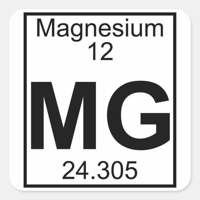 Element 012 - Mg - Magnesium (Full) Square Sticker (Front)