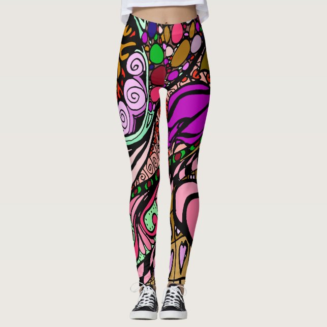 Element 9b Doodle Fine Art Leggings pink (Front)