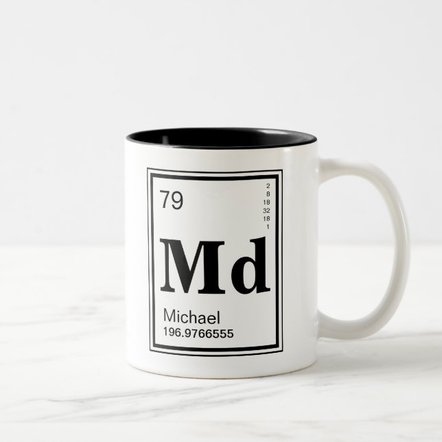 Element of You! Periodic Table Custom Name Blk Two-Tone Coffee Mug (Right)