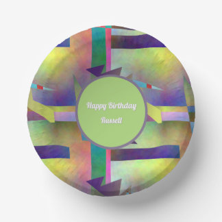 Elemental Abstract Pattern Any Age Adult Birthday  Paper Plate