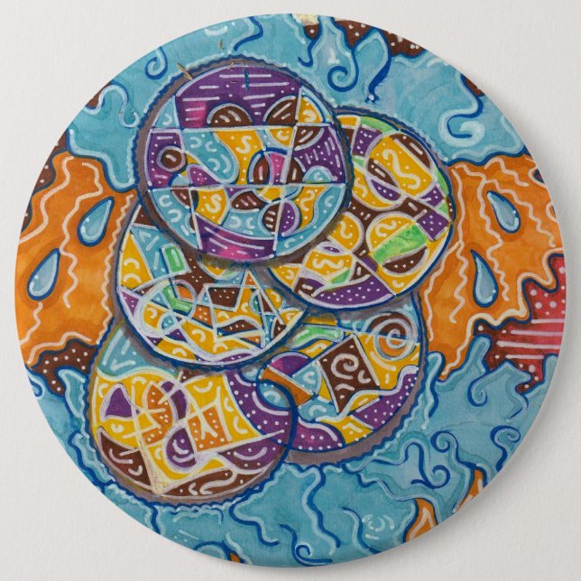 Elemental Abstract Surf 6 Cm Round Badge (Front)