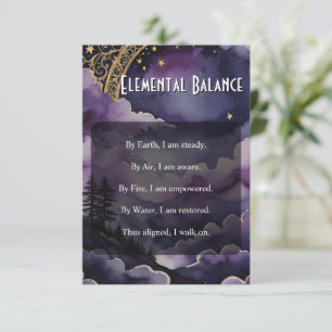 Elemental Balance Pagan Prayer Pocket Ritual Card