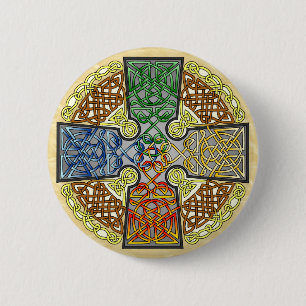 Elemental Celtic Cross Medallion 6 Cm Round Badge