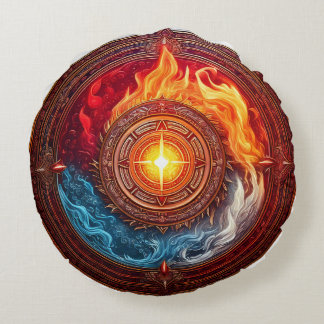Elemental Circle Of Power Round Cushion