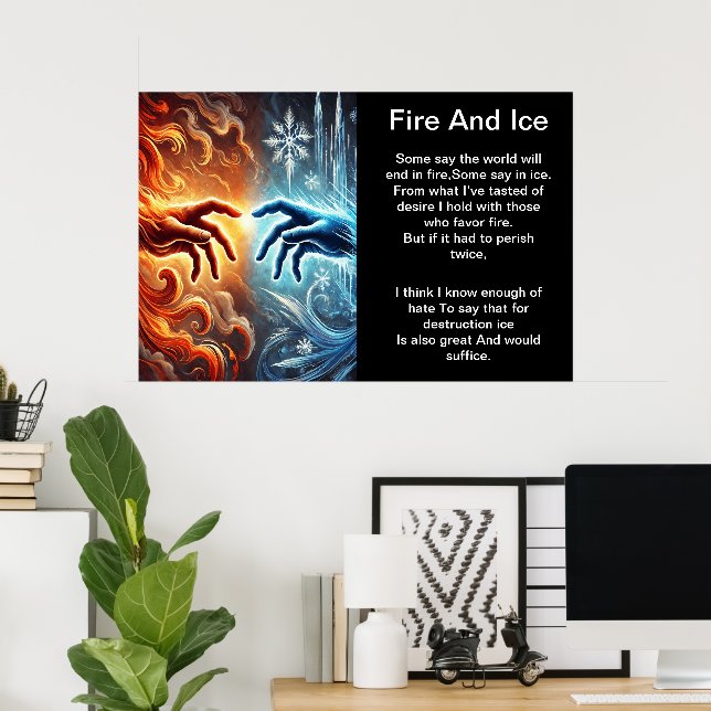 Elemental Embrace: Fire and Ice Poster (Home Office)
