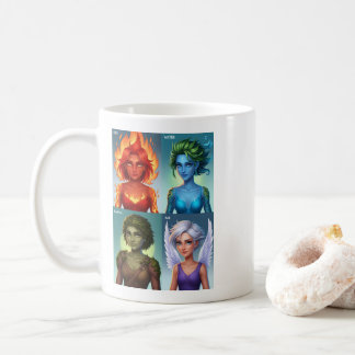 Elemental Fantasy Portraits Fire Water Earth Air Coffee Mug